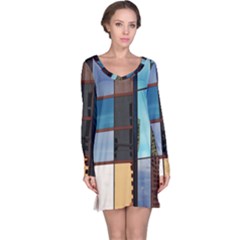 Glass Facade Colorful Architecture Long Sleeve Nightdress