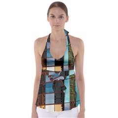 Glass Facade Colorful Architecture Babydoll Tankini Top by Nexatart