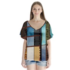 Glass Facade Colorful Architecture Flutter Sleeve Top