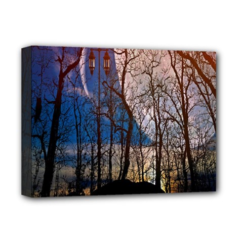 Full Moon Forest Night Darkness Deluxe Canvas 16  X 12   by Nexatart