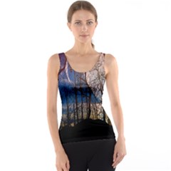 Full Moon Forest Night Darkness Tank Top by Nexatart