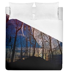 Full Moon Forest Night Darkness Duvet Cover (queen Size) by Nexatart