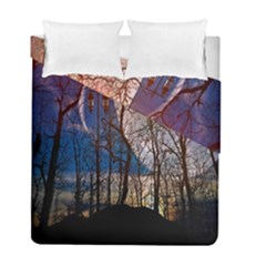 Full Moon Forest Night Darkness Duvet Cover Double Side (full/ Double Size) by Nexatart