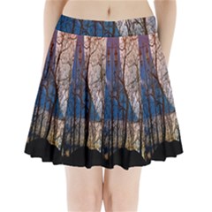 Full Moon Forest Night Darkness Pleated Mini Skirt