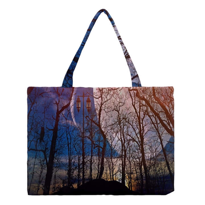 Full Moon Forest Night Darkness Medium Tote Bag