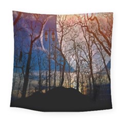 Full Moon Forest Night Darkness Square Tapestry (large) by Nexatart