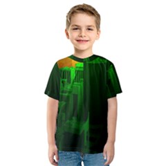 Green Building City Night Kids  Sport Mesh Tee