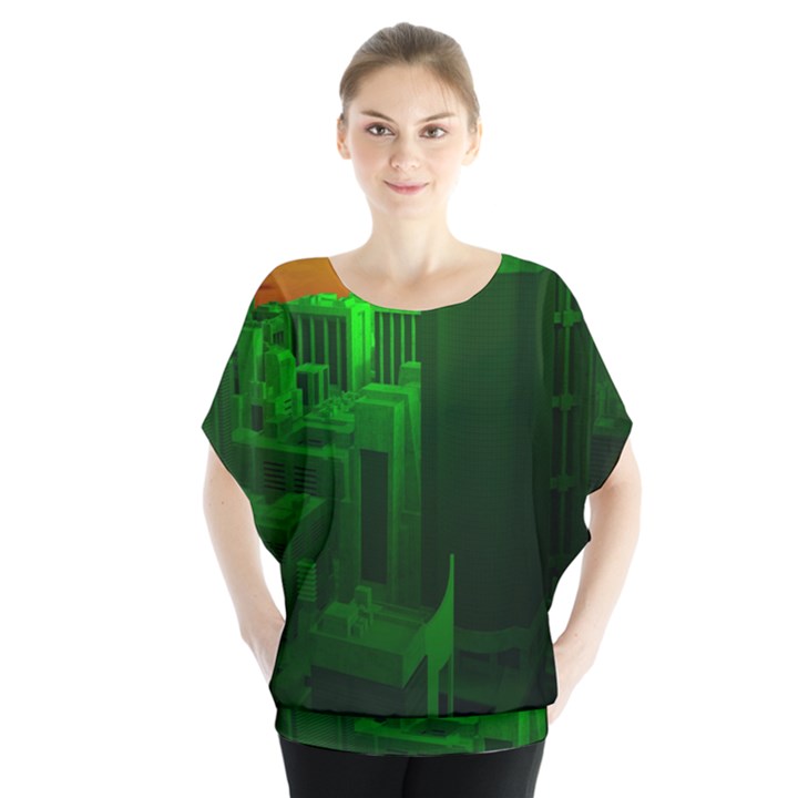 Green Building City Night Blouse