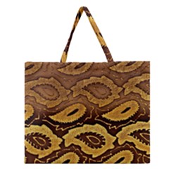 Golden Patterned Paper Zipper Large Tote Bag