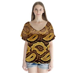 Golden Patterned Paper Flutter Sleeve Top