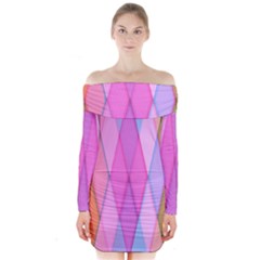 Graphics Colorful Color Wallpaper Long Sleeve Off Shoulder Dress