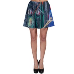 Graffiti Art Urban Design Paint Skater Skirt by Nexatart