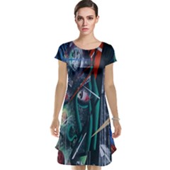 Graffiti Art Urban Design Paint Cap Sleeve Nightdress by Nexatart