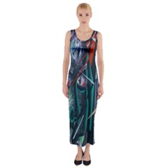 Graffiti Art Urban Design Paint Fitted Maxi Dress by Nexatart