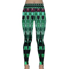 Green Triangle Patterns Classic Yoga Leggings by Nexatart