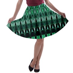 Green Triangle Patterns A-line Skater Skirt