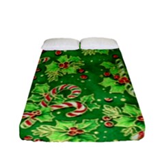 Green Holly Fitted Sheet (full/ Double Size) by Nexatart