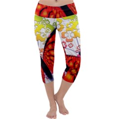 Greeting Card Butterfly Kringel Capri Yoga Leggings by Nexatart