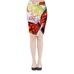 Greeting Card Butterfly Kringel Midi Wrap Pencil Skirt by Nexatart