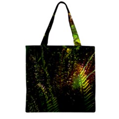 Green Leaves Psychedelic Paint Zipper Grocery Tote Bag