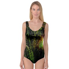 Green Leaves Psychedelic Paint Princess Tank Leotard 