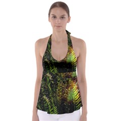 Green Leaves Psychedelic Paint Babydoll Tankini Top by Nexatart