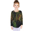 Green Leaves Psychedelic Paint Kids  Long Sleeve Tee View1