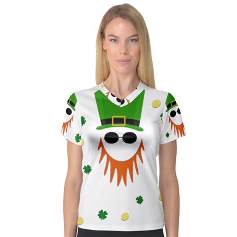 St  Patrick s Day Women s V-neck Sport Mesh Tee by Valentinaart