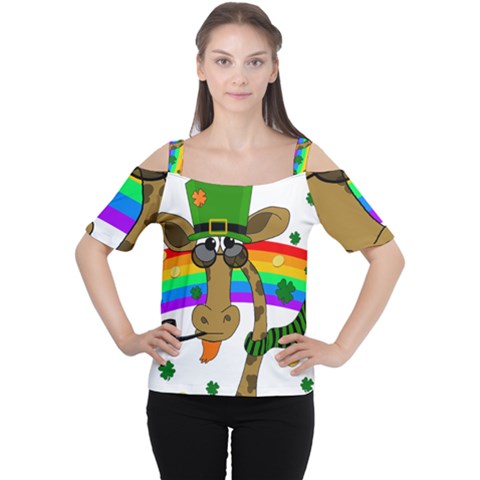 Irish Giraffe Women s Cutout Shoulder Tee by Valentinaart