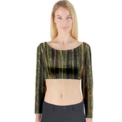 Green And Brown Bamboo Trees Long Sleeve Crop Top