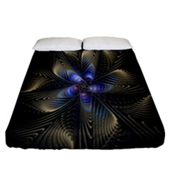 Fractal Blue Abstract Fractal Art Fitted Sheet (queen Size)