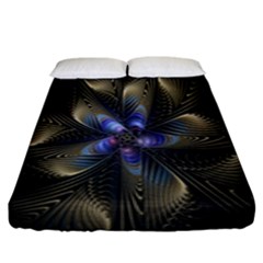 Fractal Blue Abstract Fractal Art Fitted Sheet (king Size)