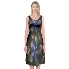 Fractal Blue Abstract Fractal Art Midi Sleeveless Dress by Nexatart