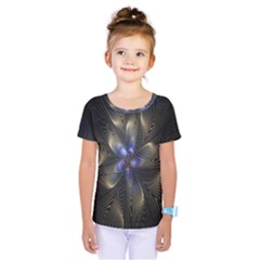 Fractal Blue Abstract Fractal Art Kids  One Piece Tee