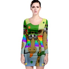 Irish Giraffe Long Sleeve Bodycon Dress by Valentinaart