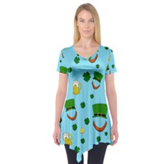 St  Patrick s Day Pattern Short Sleeve Tunic  by Valentinaart