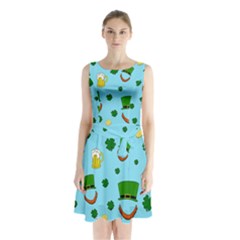 St  Patrick s Day Pattern Sleeveless Chiffon Waist Tie Dress by Valentinaart