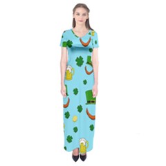 St. Patrick s day pattern Short Sleeve Maxi Dress