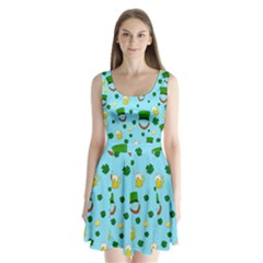 St. Patrick s day pattern Split Back Mini Dress 