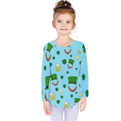 St  Patrick s Day Pattern Kids  Long Sleeve Tee