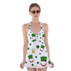 St  Patrick s Day Pattern Halter Swimsuit Dress