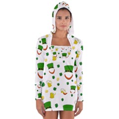 St  Patrick s Day Pattern Women s Long Sleeve Hooded T-shirt by Valentinaart