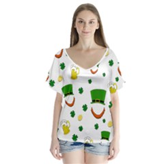 St  Patrick s Day Pattern Flutter Sleeve Top