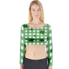 Clover Pattern Long Sleeve Crop Top by Valentinaart