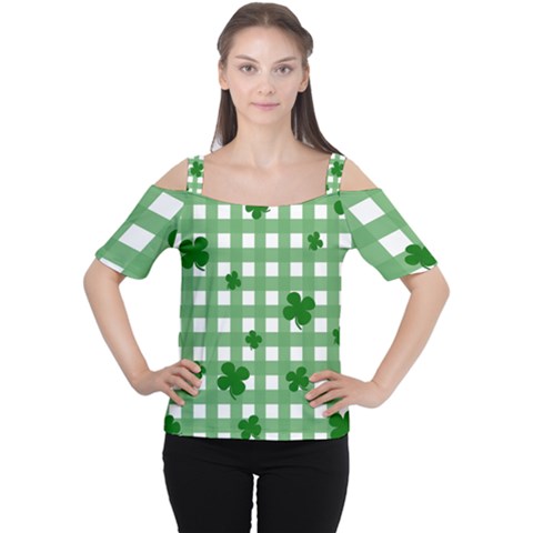 Clover Pattern Women s Cutout Shoulder Tee by Valentinaart