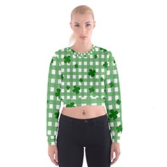 Clover Pattern Women s Cropped Sweatshirt by Valentinaart