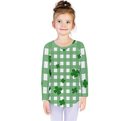 Clover Pattern Kids  Long Sleeve Tee by Valentinaart