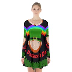 St  Patrick s Day Long Sleeve Velvet V-neck Dress by Valentinaart