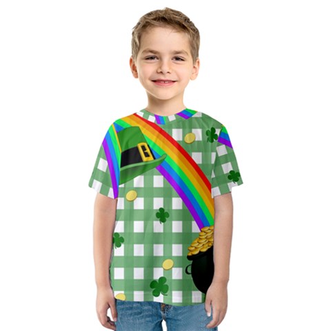 St  Patrick s Day Rainbow Kids  Sport Mesh Tee by Valentinaart