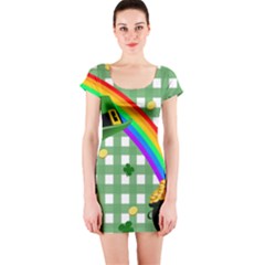 St  Patrick s Day Rainbow Short Sleeve Bodycon Dress by Valentinaart